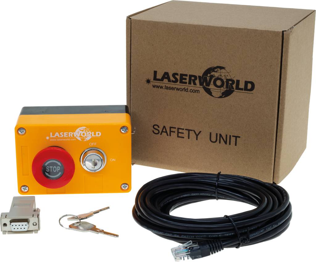 Laserworld_Safety-Unit-2021_Set Laserworld SAFETY Unit, Not-Halt Taster