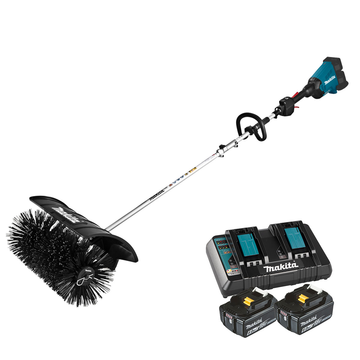 Makita DUX60Z Akku-Multifunktionsantrieb inkl. Kehrbürstenaufsatz BR400MP und Akku-Set
