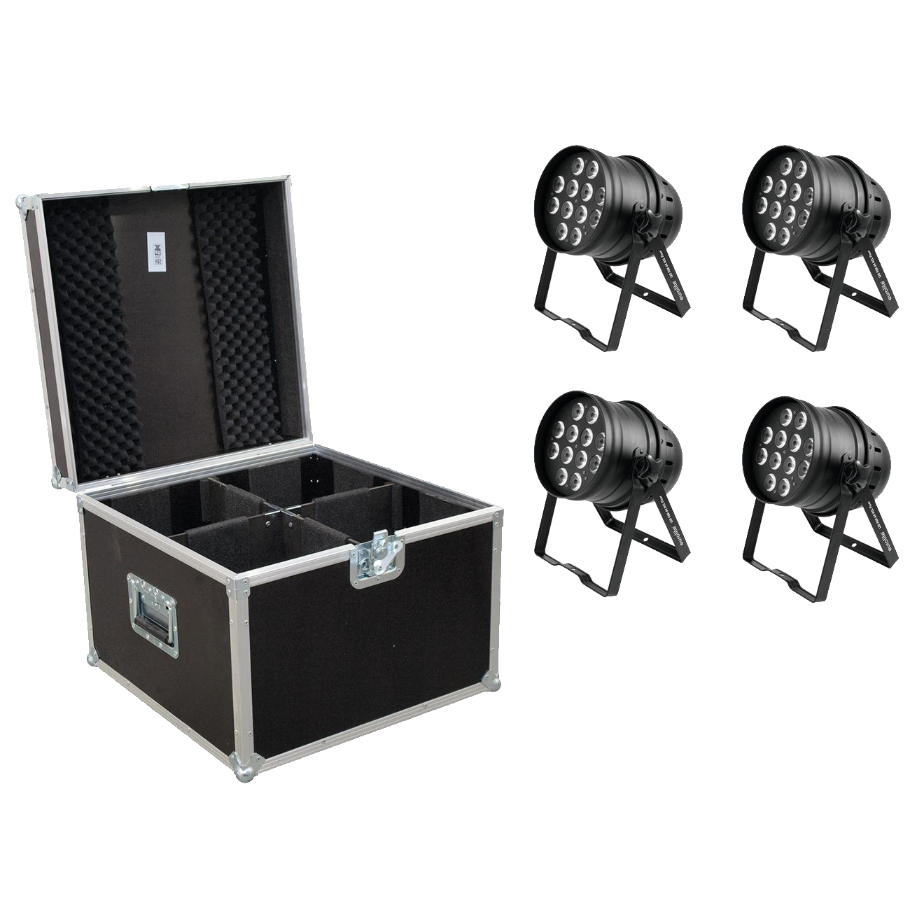 Eurolite Set 4x LED PAR-64 HCL 12x10W sw + Case
