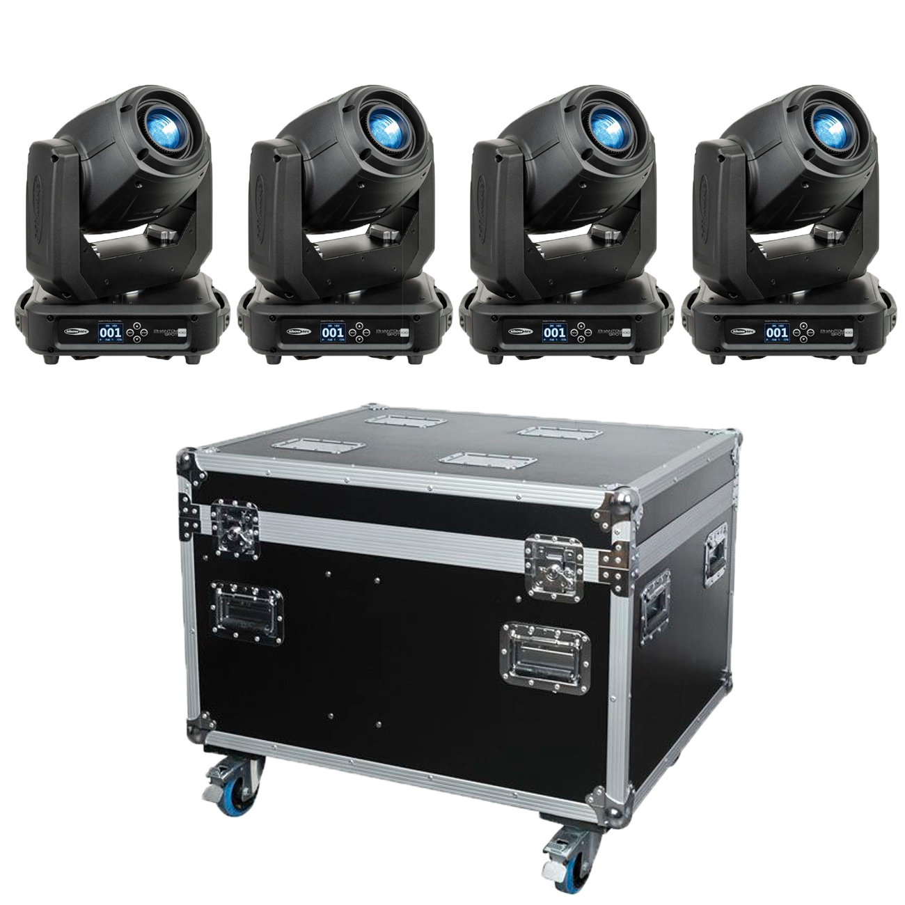 Showtec Set1 - 4 x Phantom 100 Spot + Case
